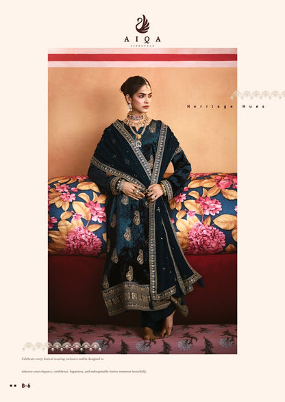 Zarnish Aiqa Viscose Velvet Suits Exporter Ahmedabad
