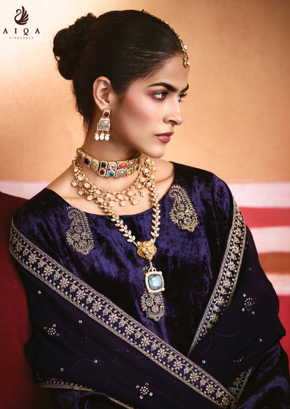 Zarnish Aiqa Viscose Velvet Suits Exporter Ahmedabad