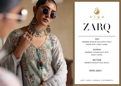 Zarq Aiqa Bemberg Muslin Pakistani Salwar Suits Exporter India