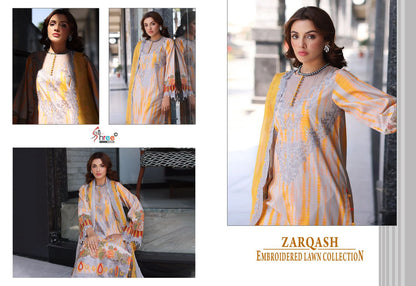Zarqash Embroidered Lawn Collection Shree Fabs Cotton Pakistani Patch Work Suits Supplier