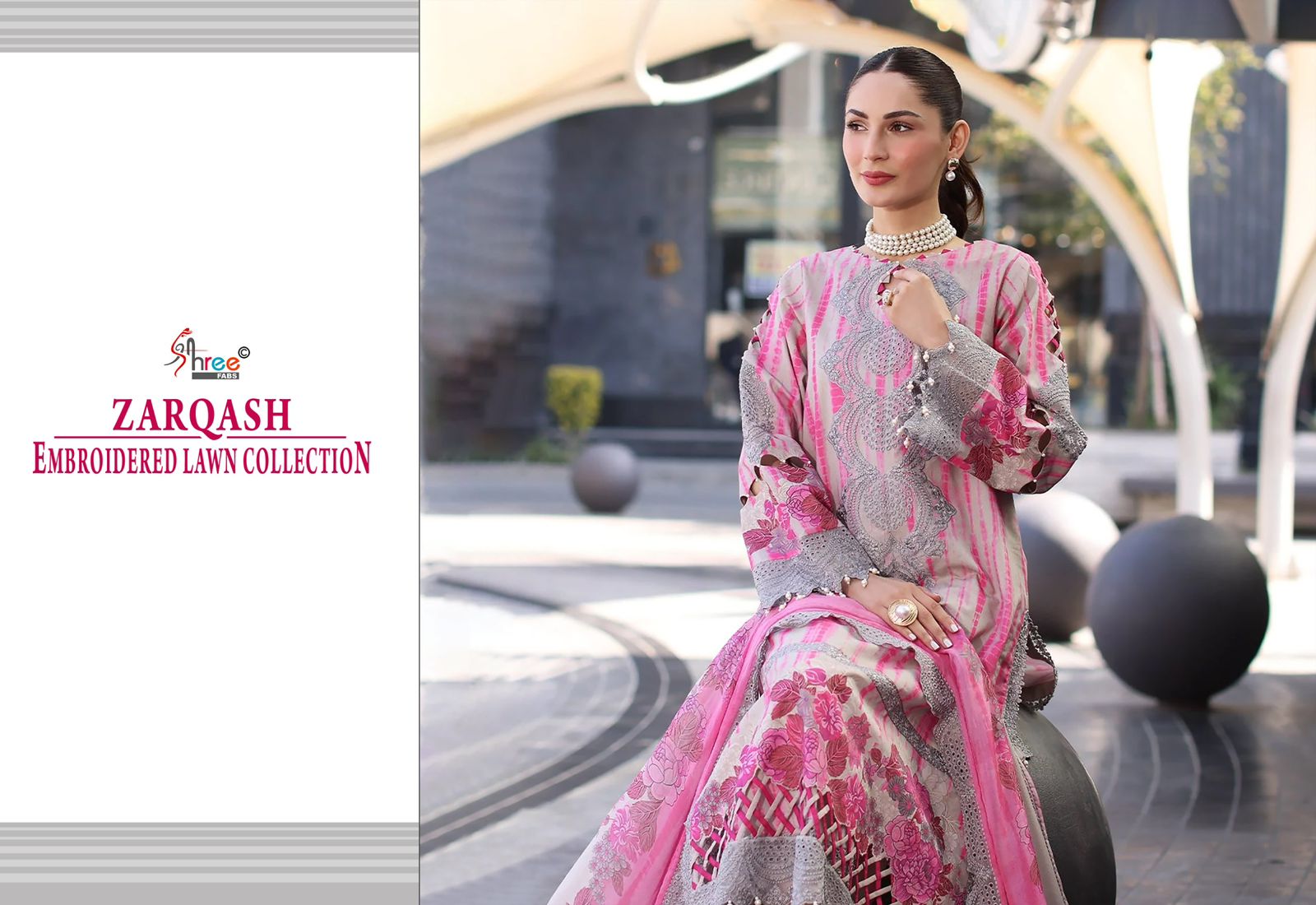 Zarqash Embroidered Lawn Collection Shree Fabs Cotton Pakistani Patch Work Suits Supplier