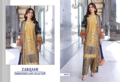 Zarqash Embroidered Lawn Collection Shree Fabs Cotton Pakistani Patch Work Suits Supplier