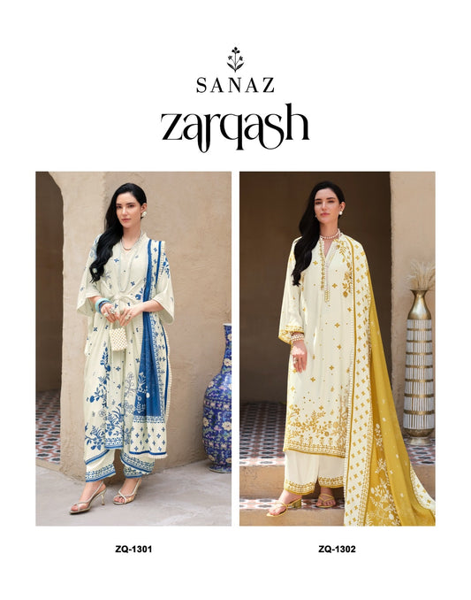 Zarqash Sanaz Viscose Muslin Pakistani Salwar Suits Manufacturer Ahmedabad