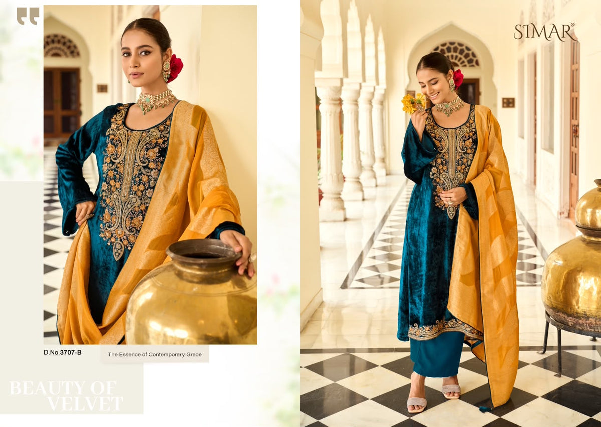 Zarqash Simar Viscose Velvet Suits Supplier Ahmedabad
