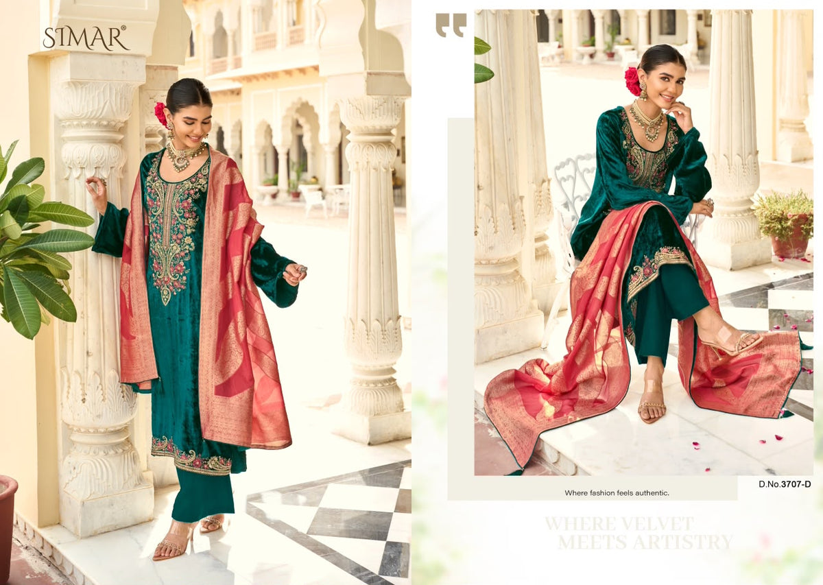 Zarqash Simar Viscose Velvet Suits Supplier Ahmedabad