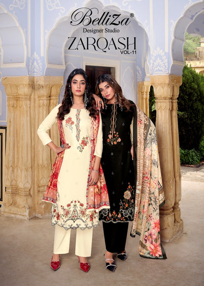Zarqash Vol 11 Belliza Designer Studio Pure Jam Karachi Salwar Suits Manufacturer
