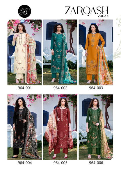 Zarqash Vol 15 Belliza Designer Studio Pure Jam Karachi Salwar Suits Manufacturer Ahmedabad