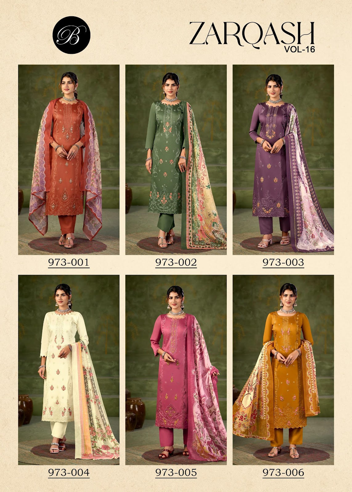 Zarqash Vol 16 Belliza Designer Studio Pure Jam Karachi Salwar Suits Supplier
