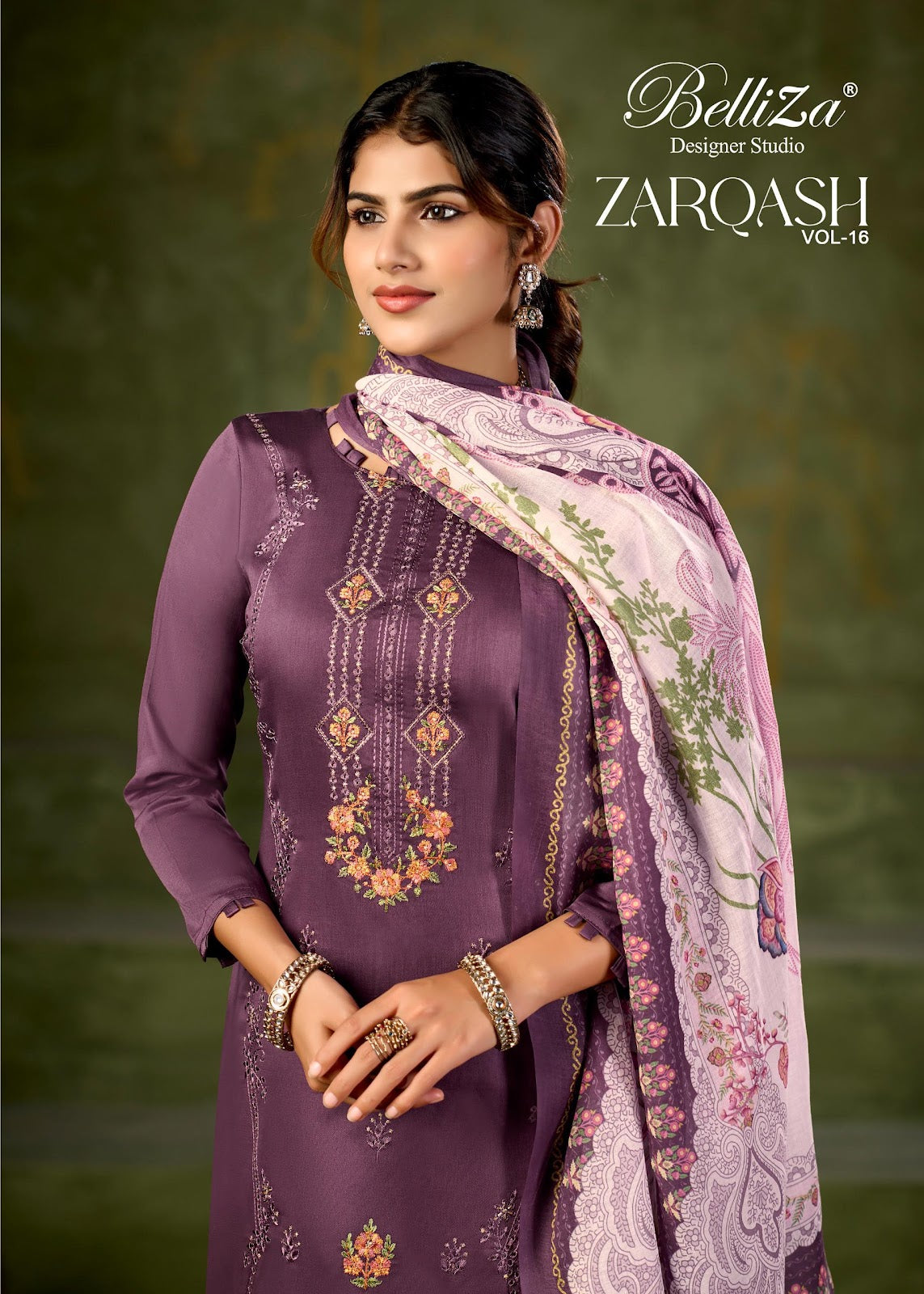 Zarqash Vol 16 Belliza Designer Studio Pure Jam Karachi Salwar Suits Supplier