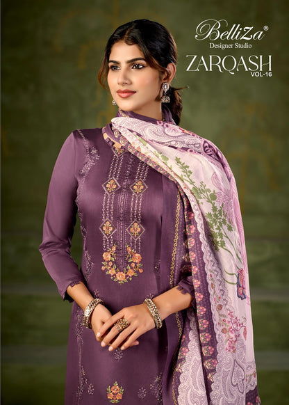 Zarqash Vol 16 Belliza Designer Studio Pure Jam Karachi Salwar Suits Supplier