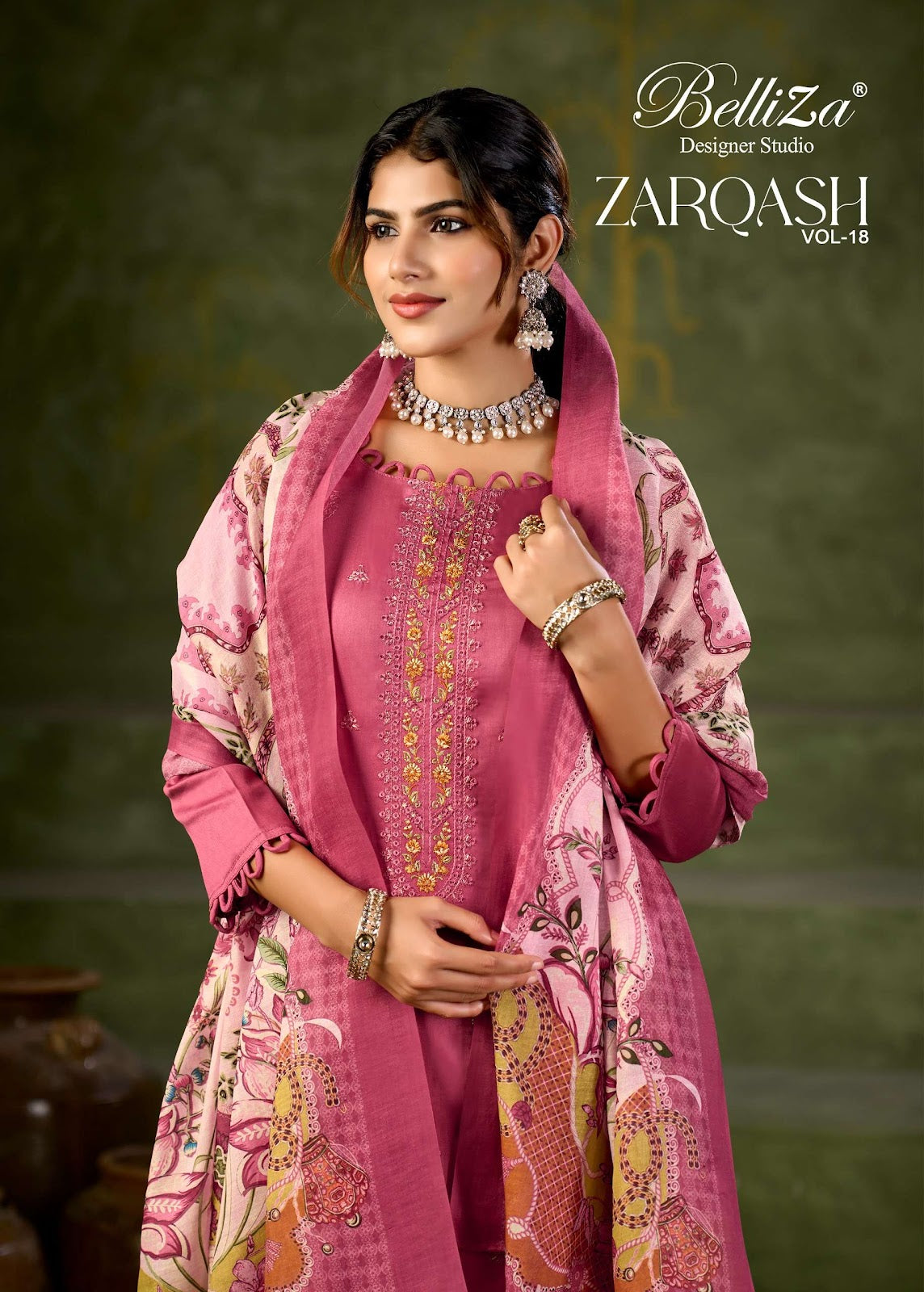 Zarqash Vol 18 Belliza Designer Studio Pure Jam Karachi Salwar Suits Wholesaler Ahmedabad