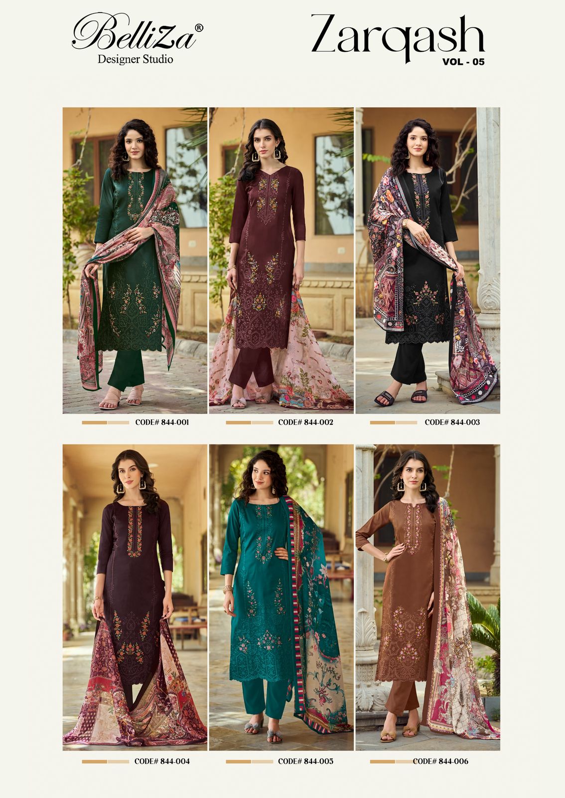 Zarqash Vol 5 Belliza Designer Studio Pure Jam Karachi Salwar Suits Wholesaler