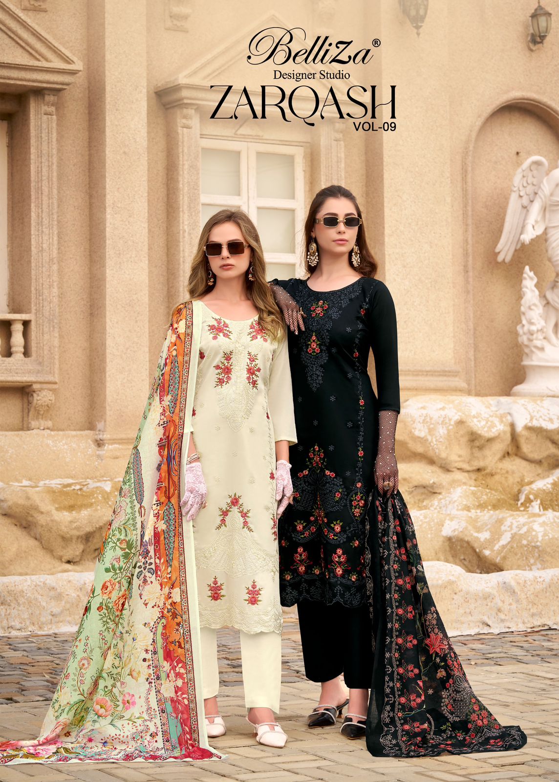 Zarqash Vol 9 Belliza Designer Studio Pure Jam Karachi Salwar Suits Wholesaler India