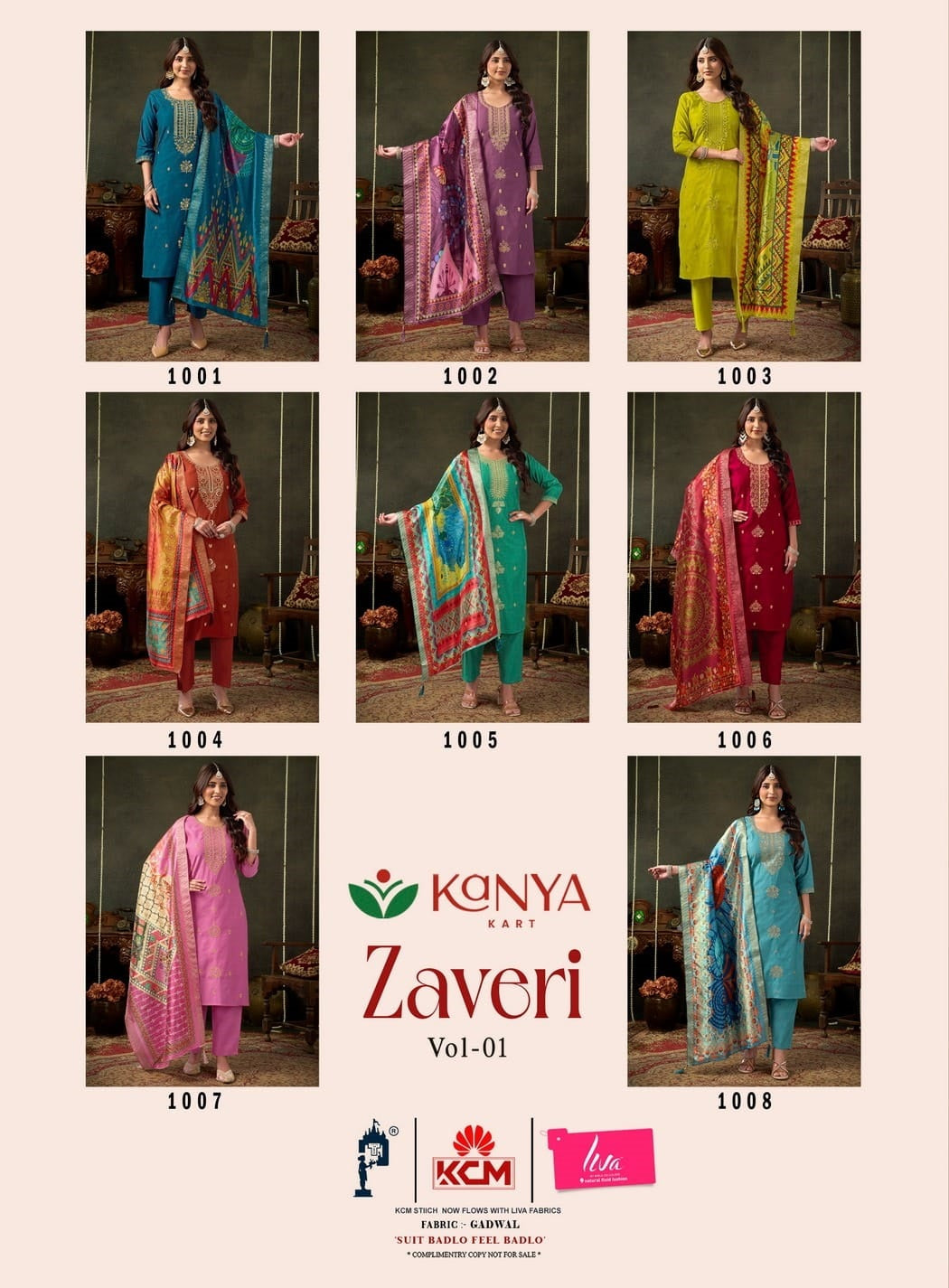 Zaveri Vol 1 Kanya Kcm Gadwal Readymade Pant Style Suits Manufacturer Gujarat
