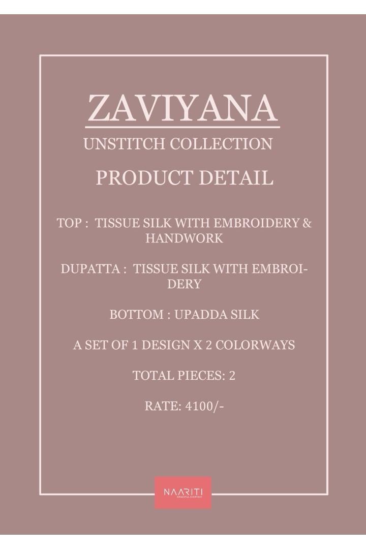 Zaviyana Naariti Tissue Silk Pant Style Suits Wholesale Rate