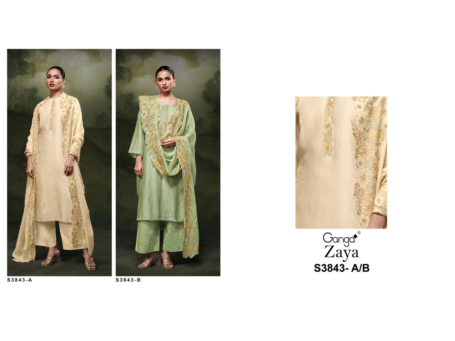 Zaya 3843 Ganga Premium Bemberg Plazzo Style Suits Exporter Gujarat