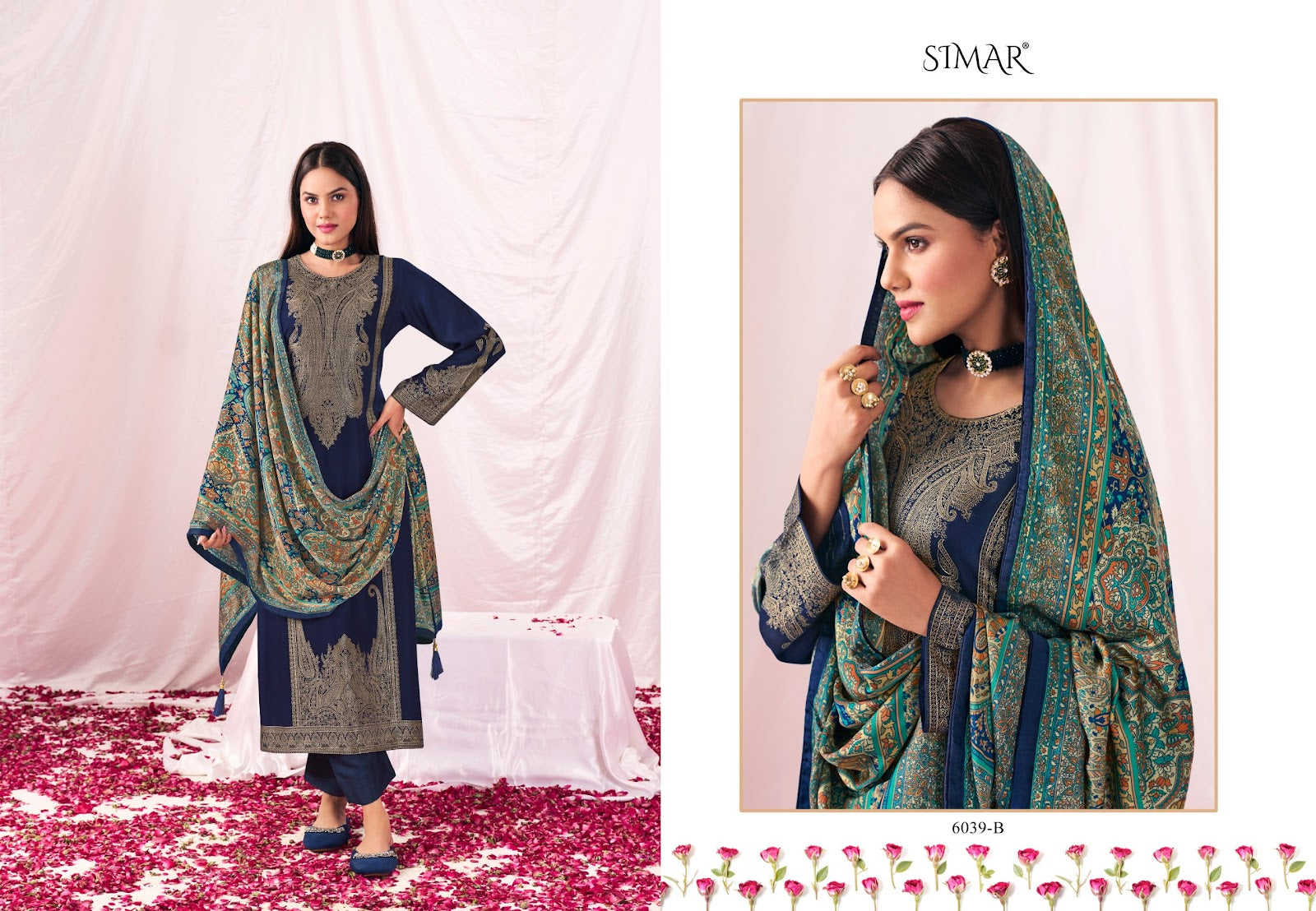 Zayfa-6039 Simar Pure Viscose Pashmina Suits Supplier Gujarat