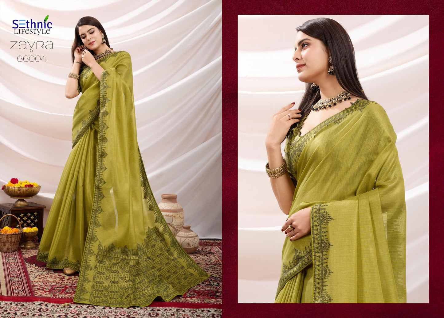 Zayra 66001-66008 Sethnic Linen Sarees Wholesaler Gujarat