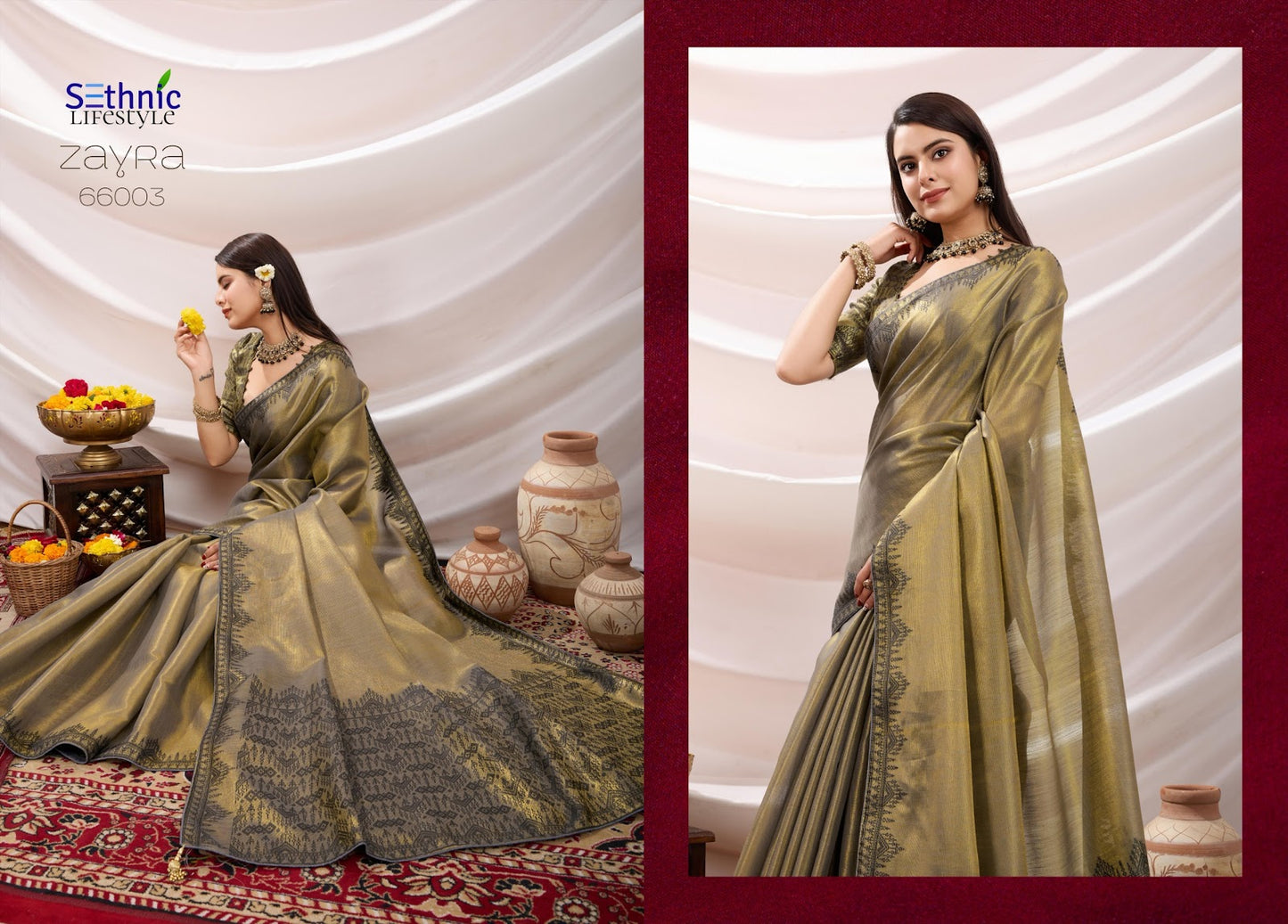 Zayra 66001-66008 Sethnic Linen Sarees Wholesaler Gujarat