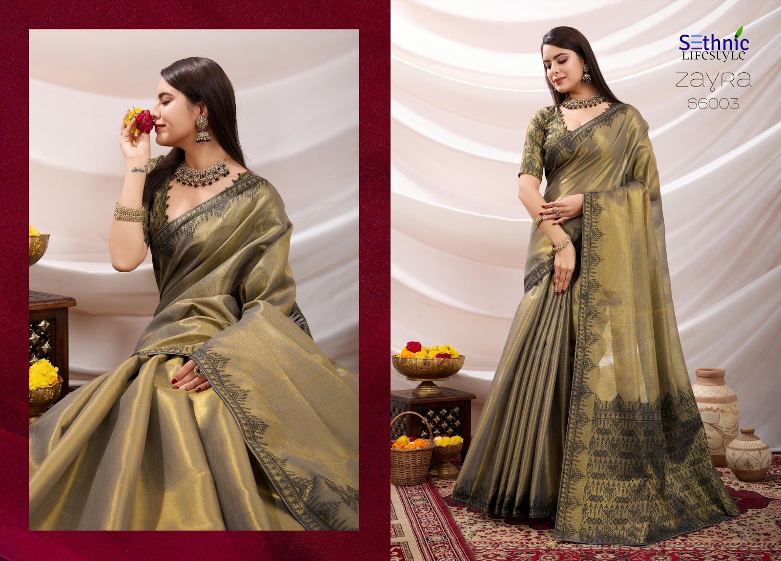 Zayra 66001-66008 Sethnic Linen Sarees Wholesaler Gujarat