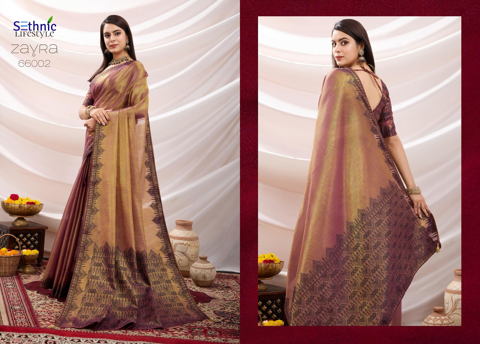 Zayra 66001-66008 Sethnic Linen Sarees Wholesaler Gujarat