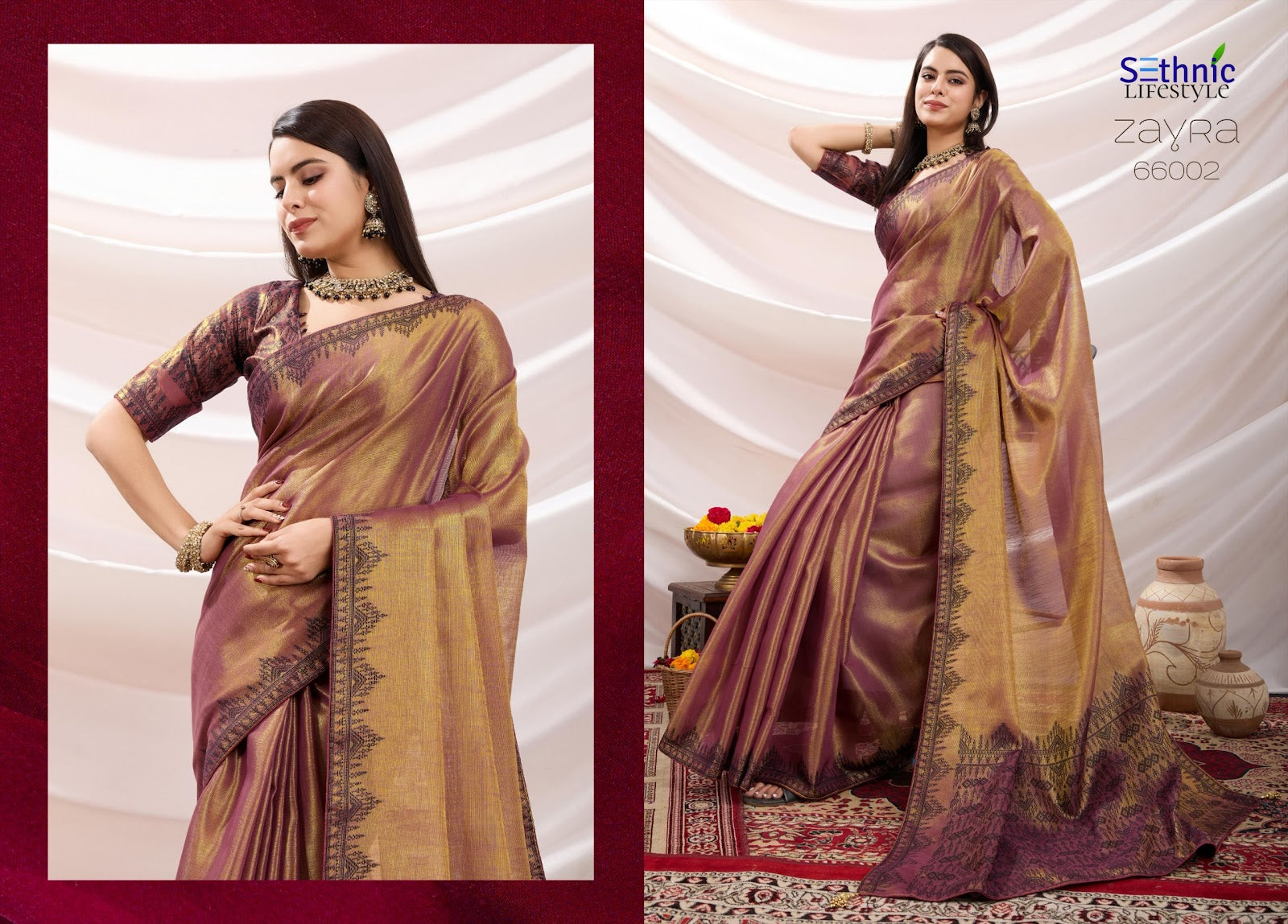 Zayra 66001-66008 Sethnic Linen Sarees Wholesaler Gujarat