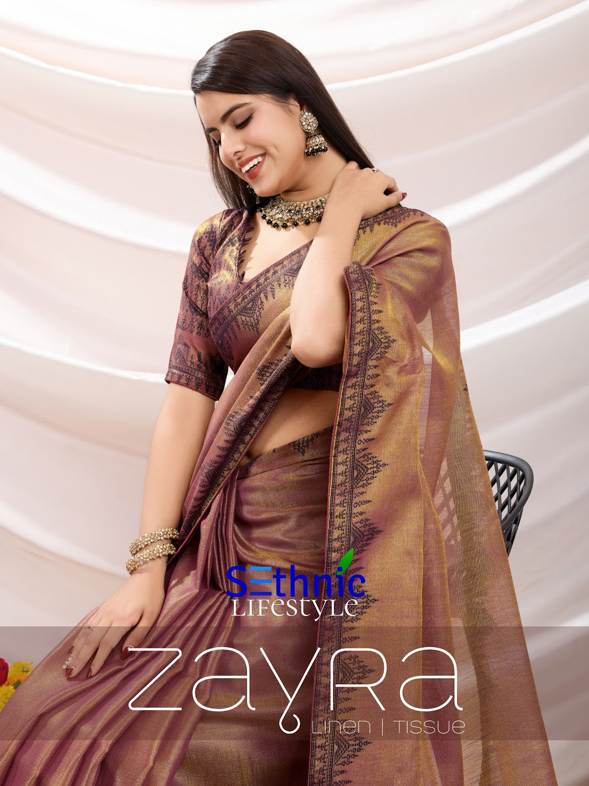 Zayra 66001-66008 Sethnic Linen Sarees Wholesaler Gujarat