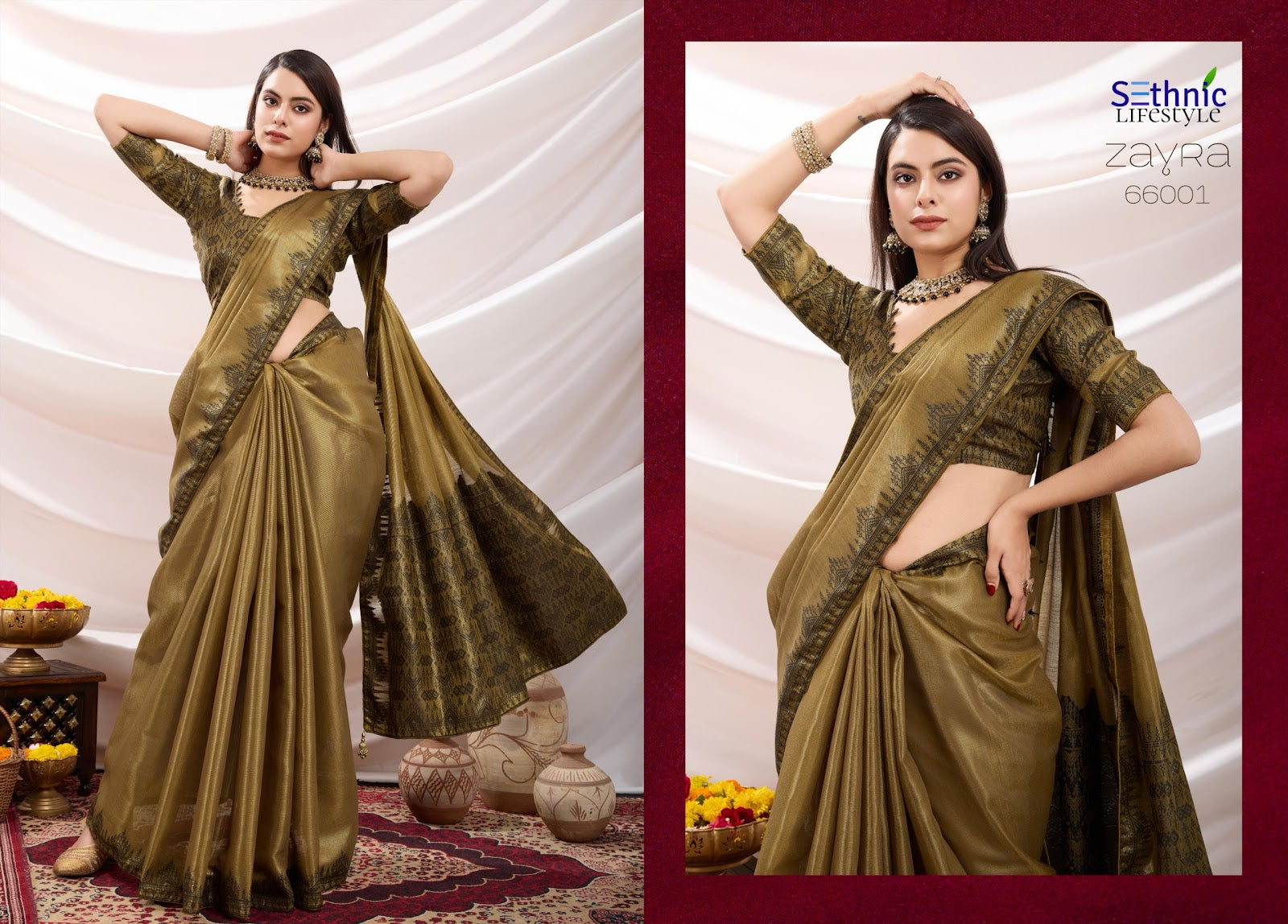 Zayra 66001-66008 Sethnic Linen Sarees Wholesaler Gujarat