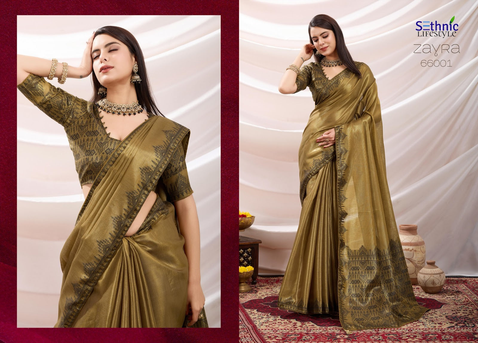 Zayra 66001-66008 Sethnic Linen Sarees Wholesaler Gujarat