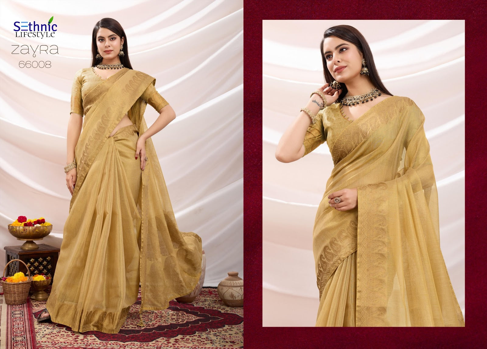 Zayra 66001-66008 Sethnic Linen Sarees Wholesaler Gujarat