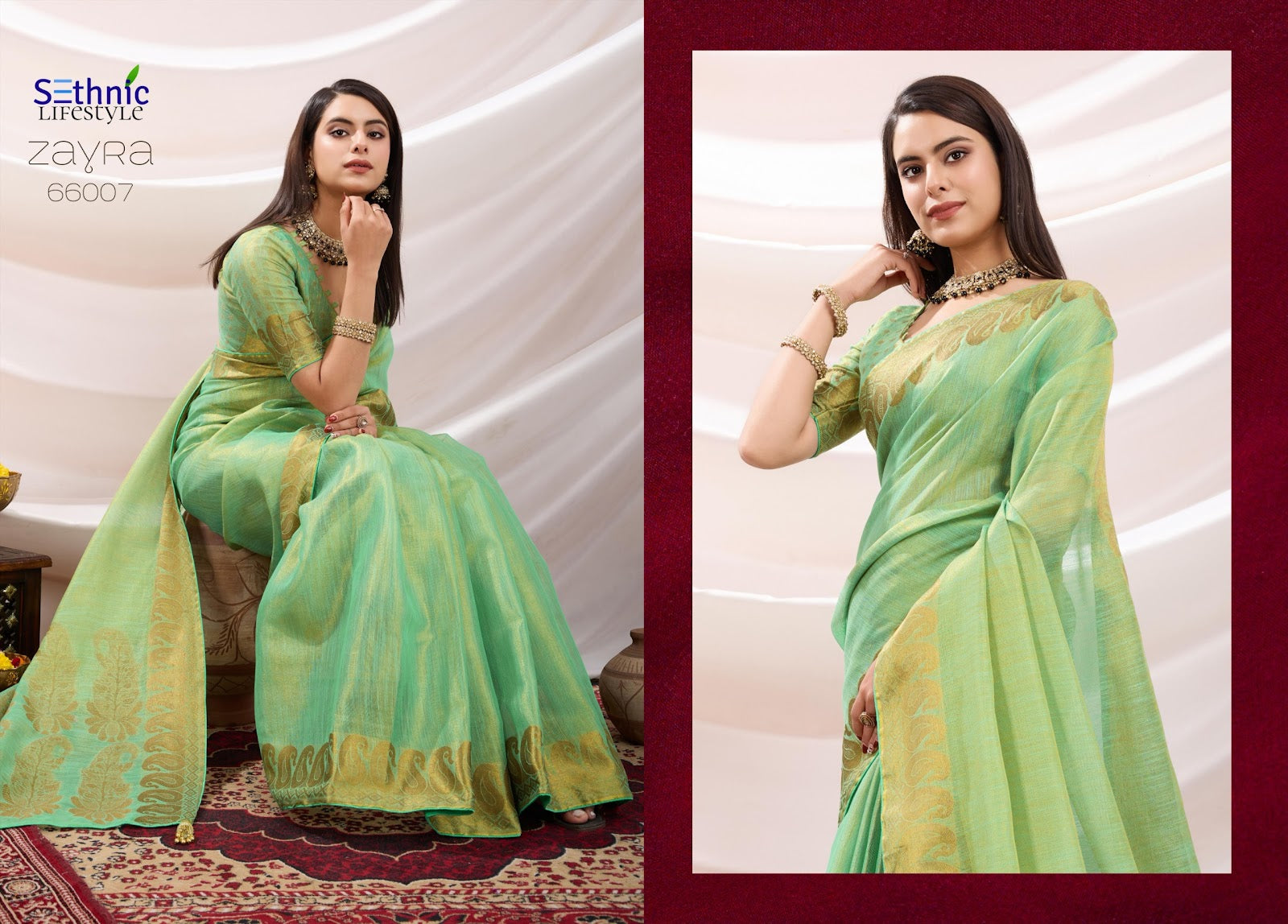 Zayra 66001-66008 Sethnic Linen Sarees Wholesaler Gujarat