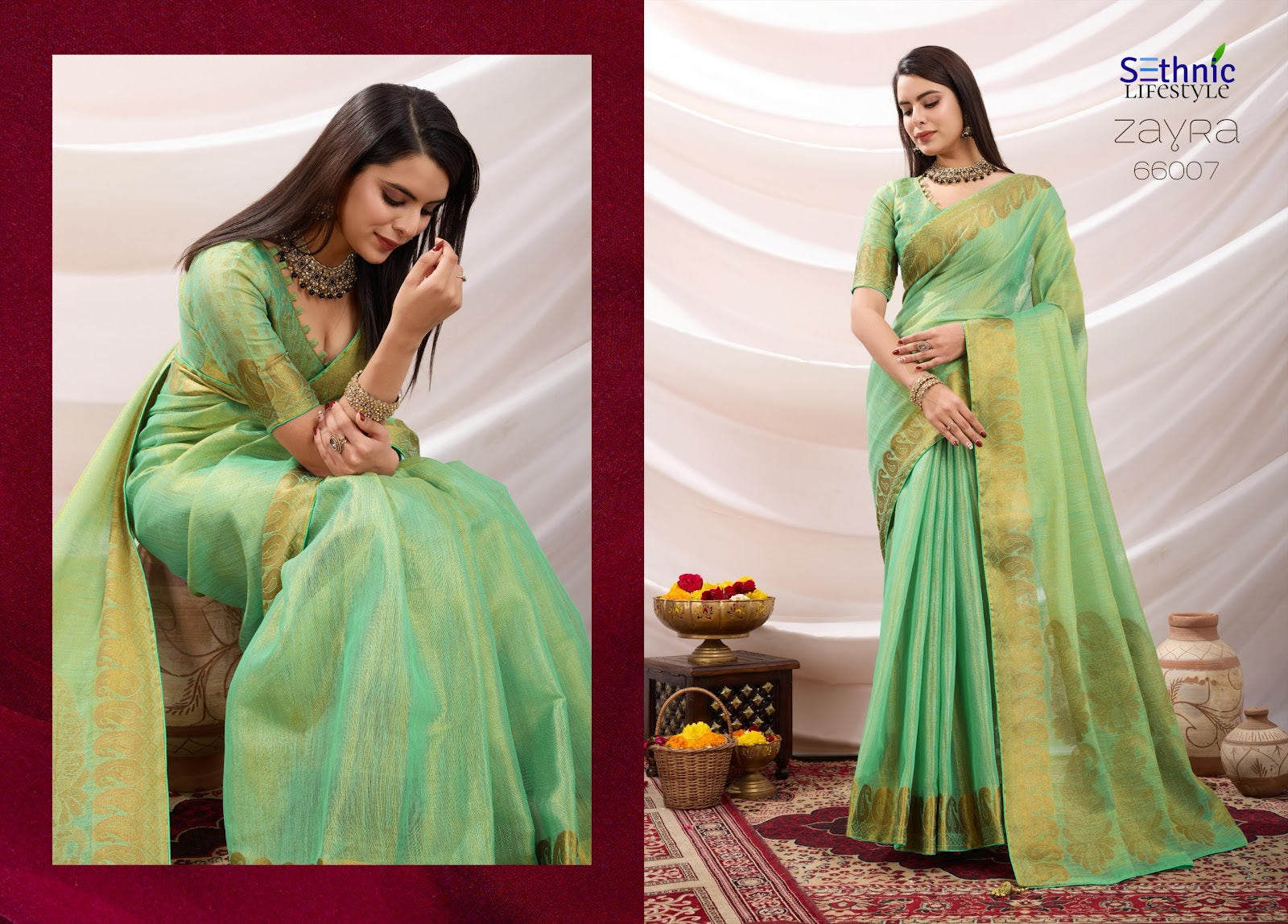 Zayra 66001-66008 Sethnic Linen Sarees Wholesaler Gujarat