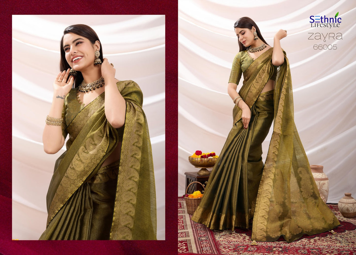 Zayra 66001-66008 Sethnic Linen Sarees Wholesaler Gujarat