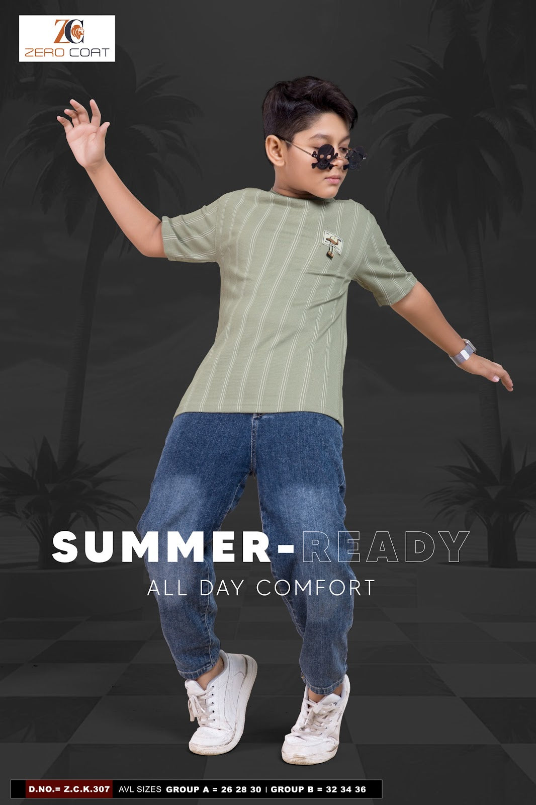 Zck 307 Zero Coat Cotton Boys Tshirt Wholesaler