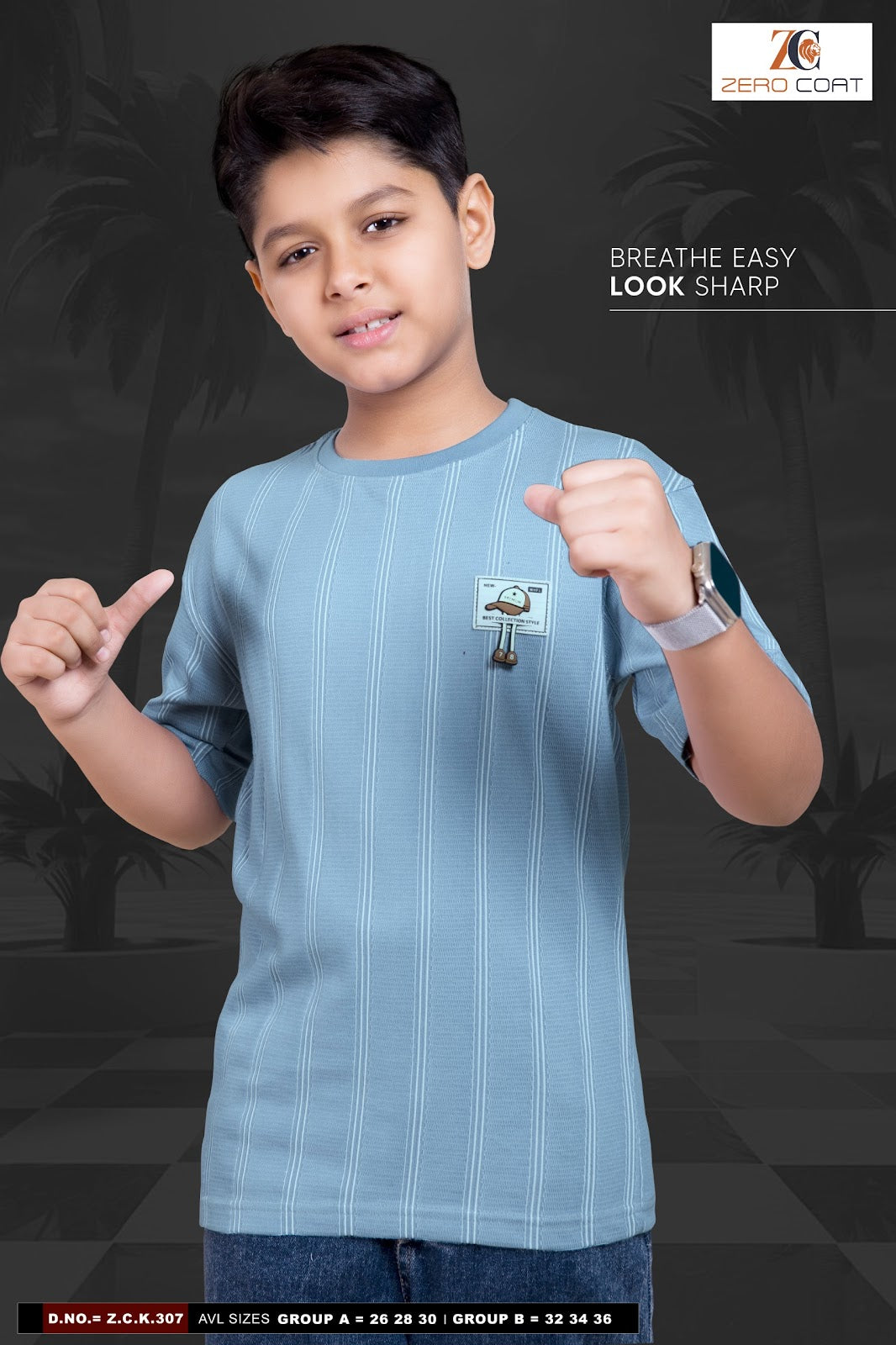 Zck 307 Zero Coat Cotton Boys Tshirt Wholesaler