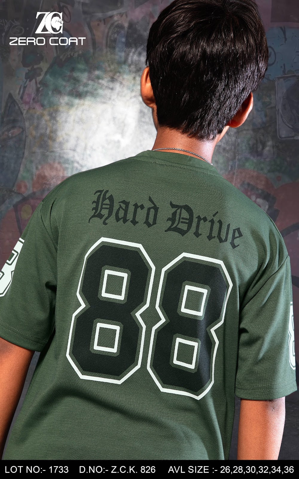 Zck 826 Drop Shoulder Zero Coat Fake Cotton Boys Tshirt Supplier