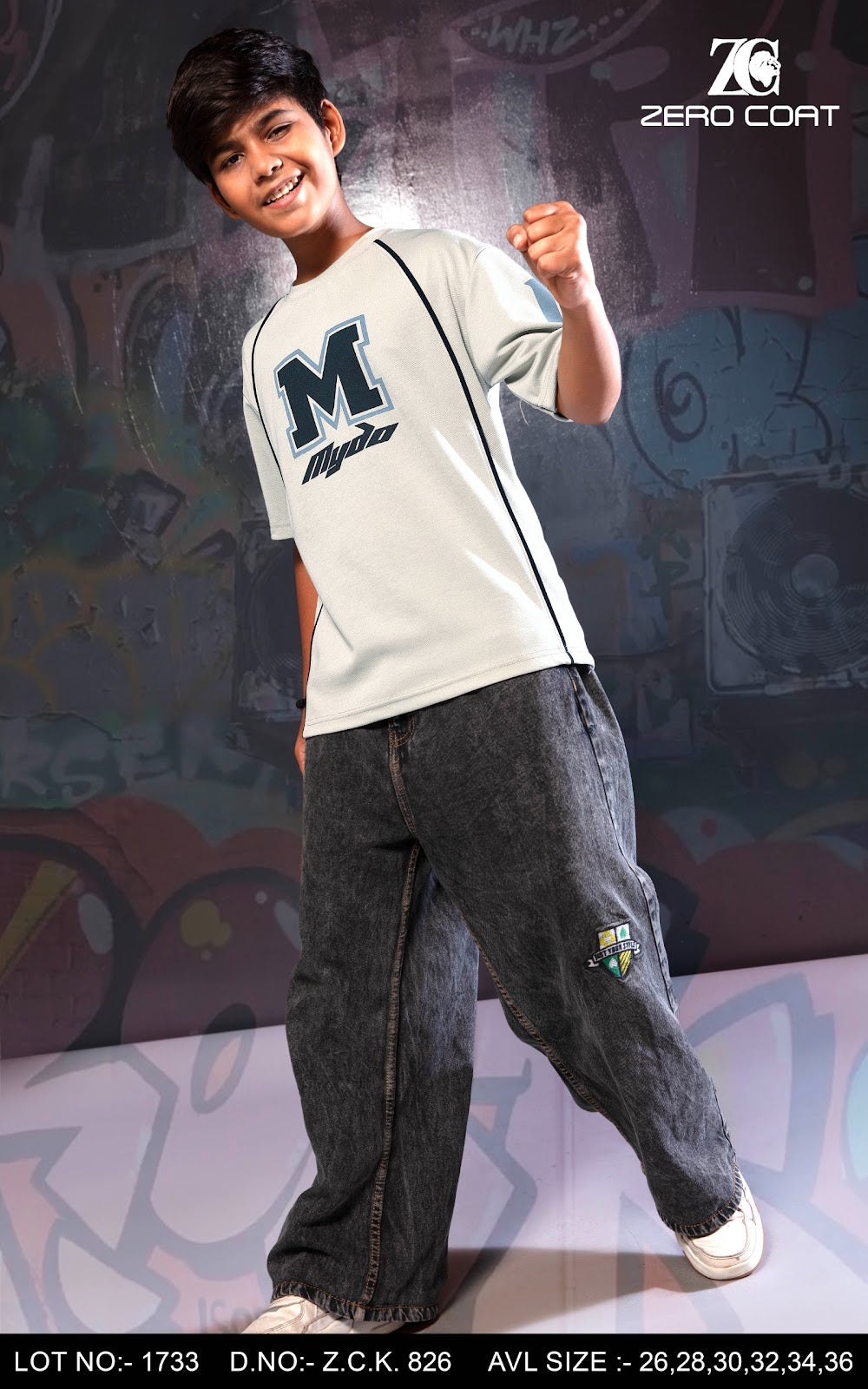 Zck 826 Drop Shoulder Zero Coat Fake Cotton Boys Tshirt Supplier