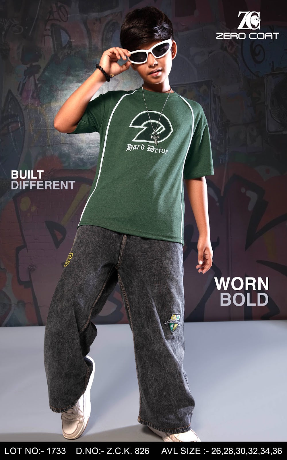 Zck 826 Drop Shoulder Zero Coat Fake Cotton Boys Tshirt Supplier
