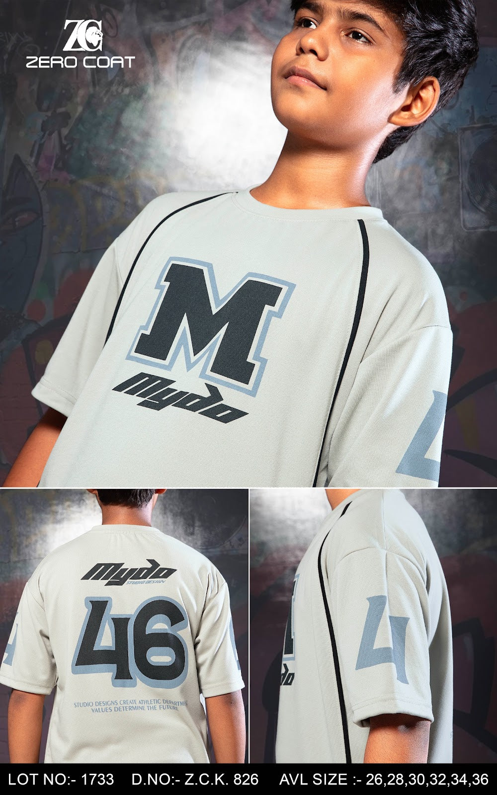 Zck 826 Drop Shoulder Zero Coat Fake Cotton Boys Tshirt Supplier