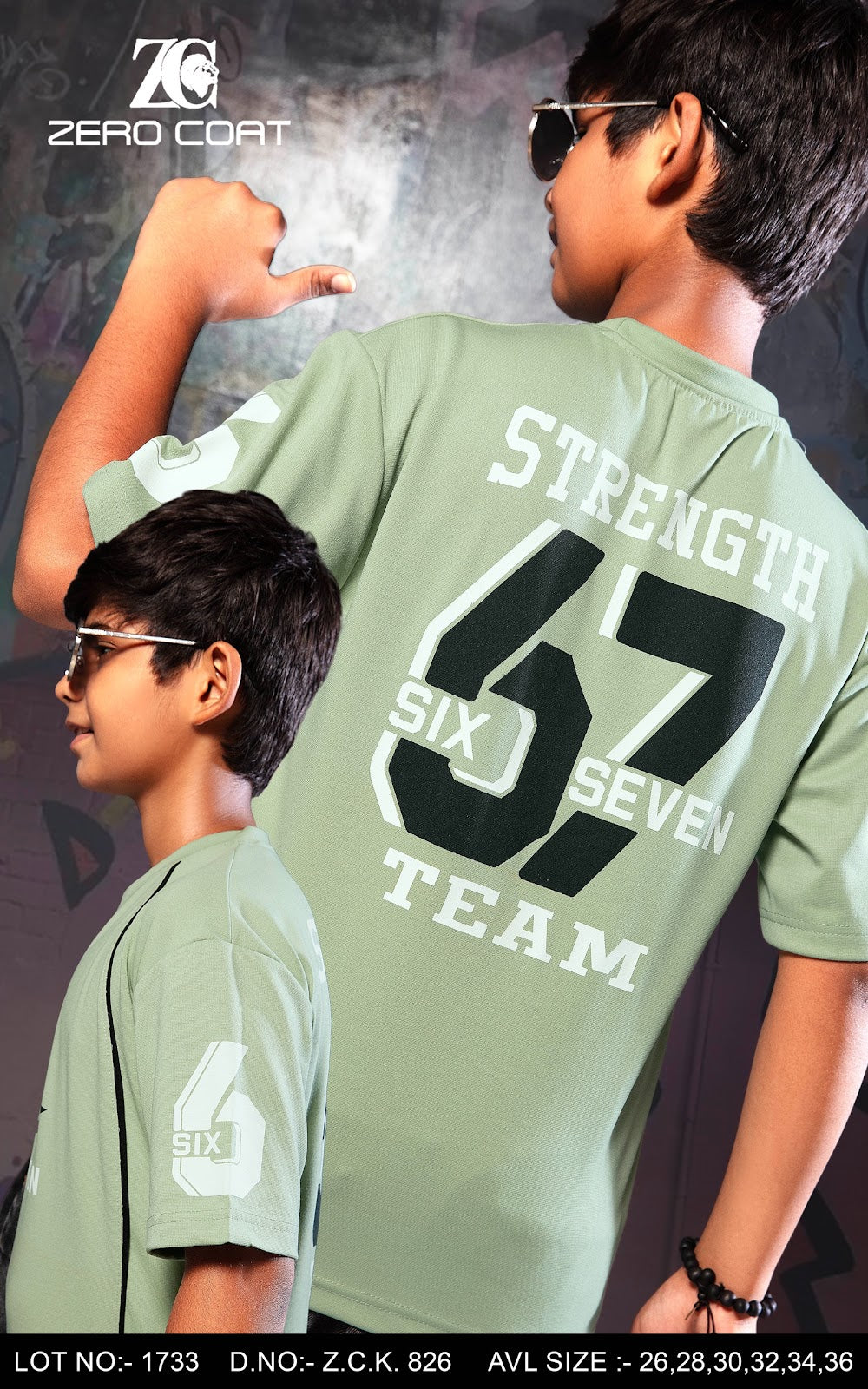Zck 826 Drop Shoulder Zero Coat Fake Cotton Boys Tshirt Supplier