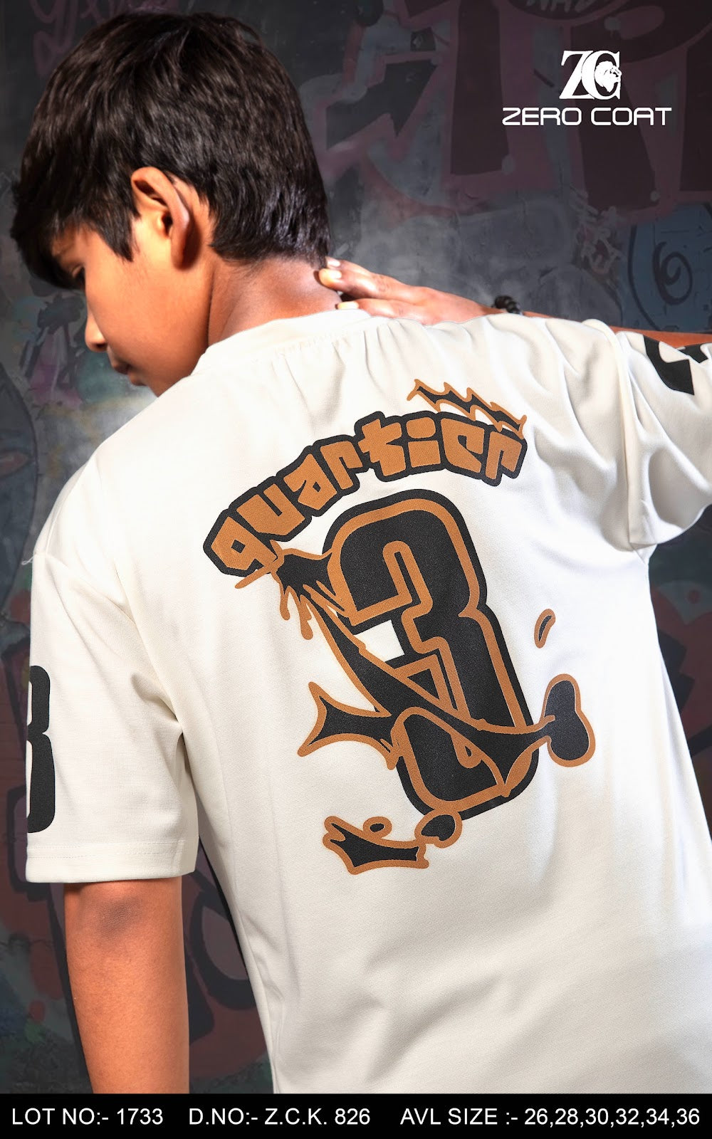 Zck 826 Drop Shoulder Zero Coat Fake Cotton Boys Tshirt Supplier