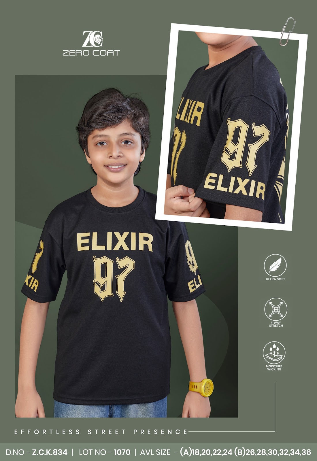 Zck 834 Zero Coat Cotton Boys Tshirt Wholesaler India