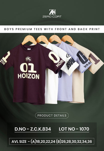 Zck 834 Zero Coat Cotton Boys Tshirt Wholesaler India
