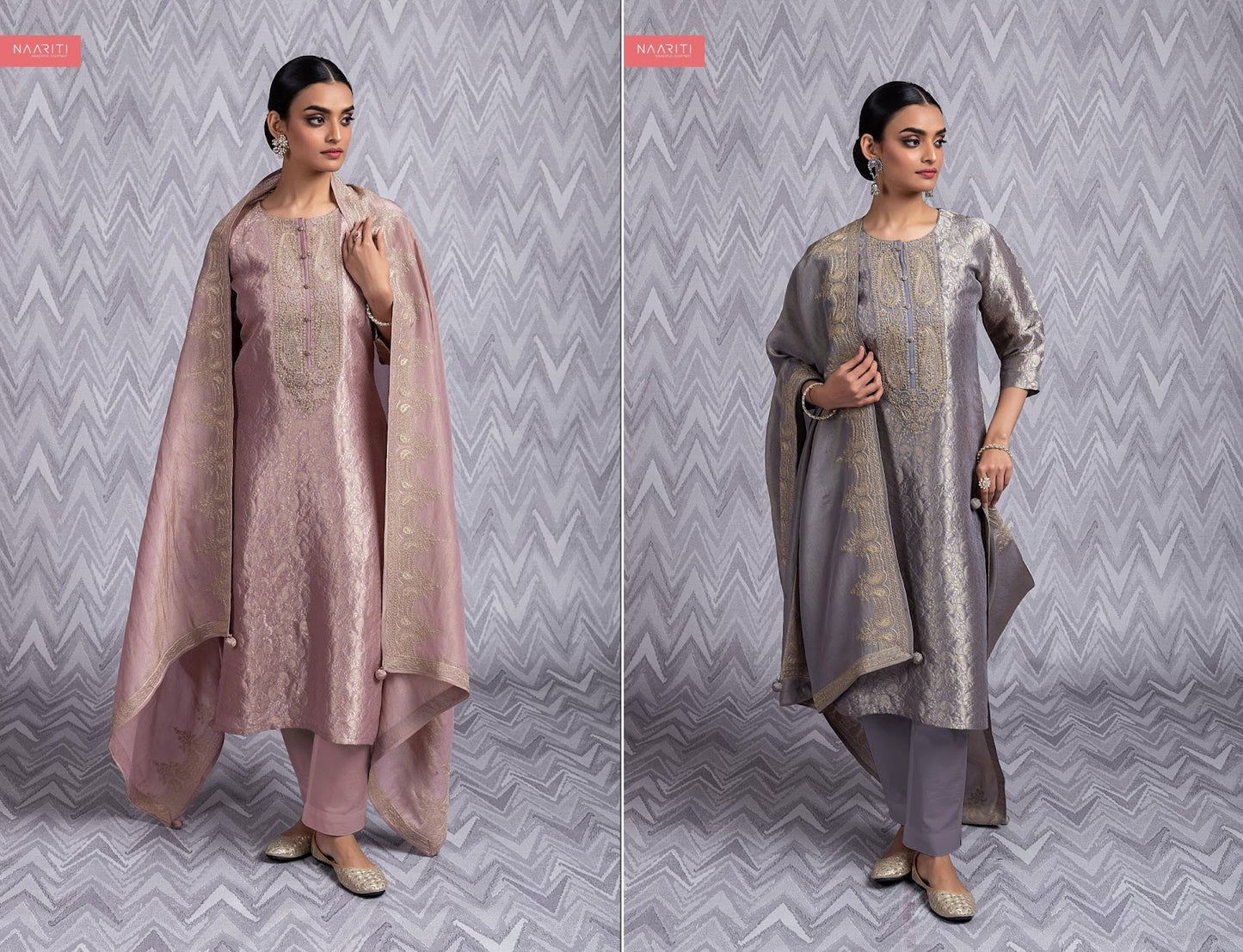 Zebaq Naariti Jacquard Pant Style Suits Wholesale Rate