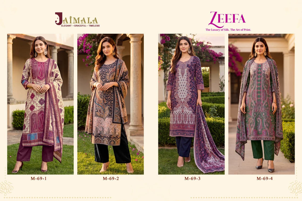 Zeefa Jaimala Viscose Silk Karachi Readymade Suits Supplier India