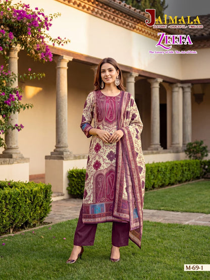 Zeefa Jaimala Viscose Silk Karachi Readymade Suits Supplier India