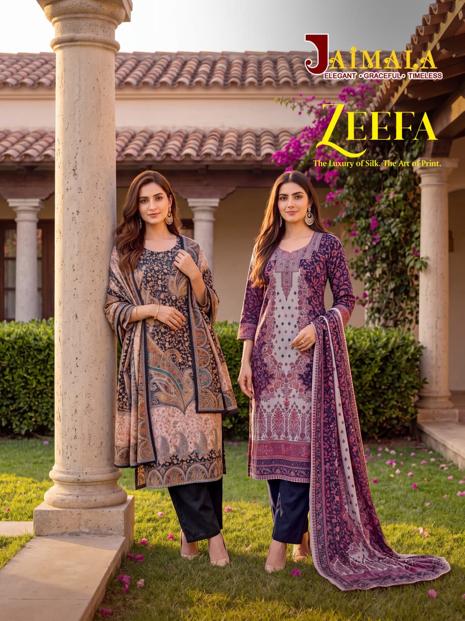 Zeefa Jaimala Viscose Silk Karachi Readymade Suits Supplier India