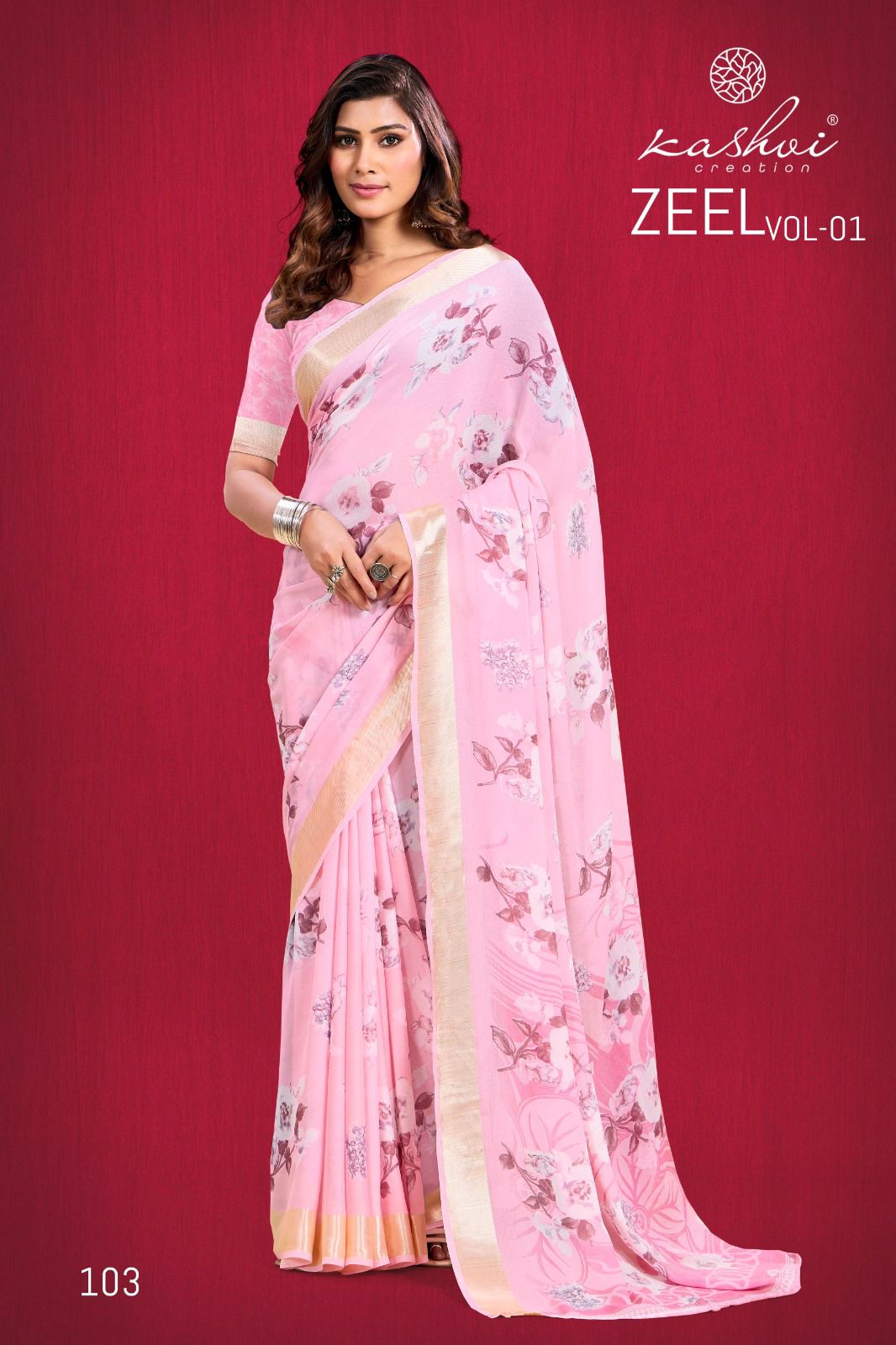 Zeel 121824 Kashvi Creation Moss Sarees Manufacturer Ahmedabad