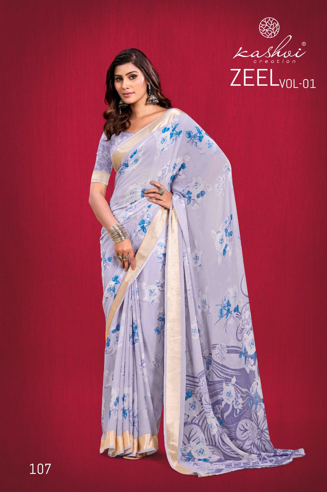 Zeel 121824 Kashvi Creation Moss Sarees Manufacturer Ahmedabad