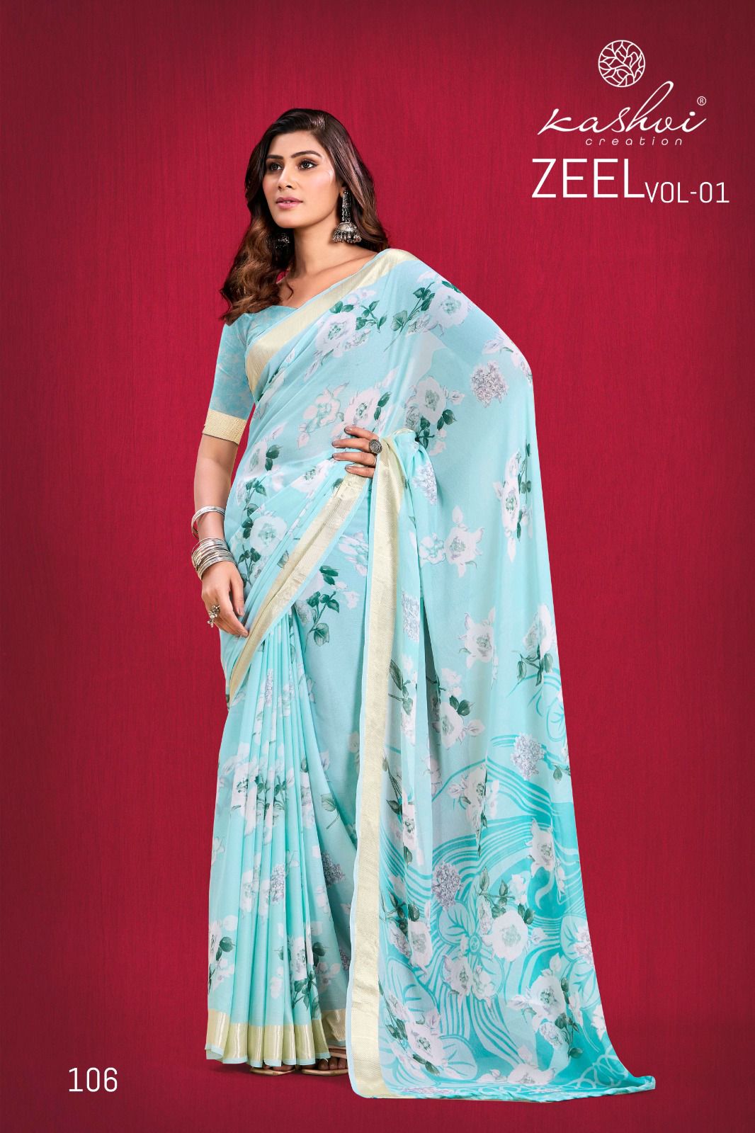 Zeel 121824 Kashvi Creation Moss Sarees Manufacturer Ahmedabad